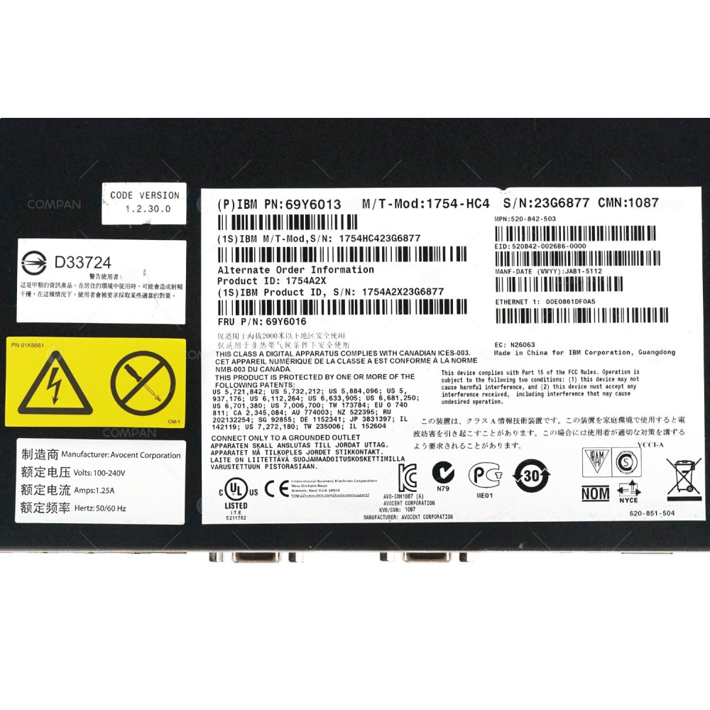 1754-HC4 IBM 16-PORT ETHERNET KVM SWITCH WITH SIDE MOUNT